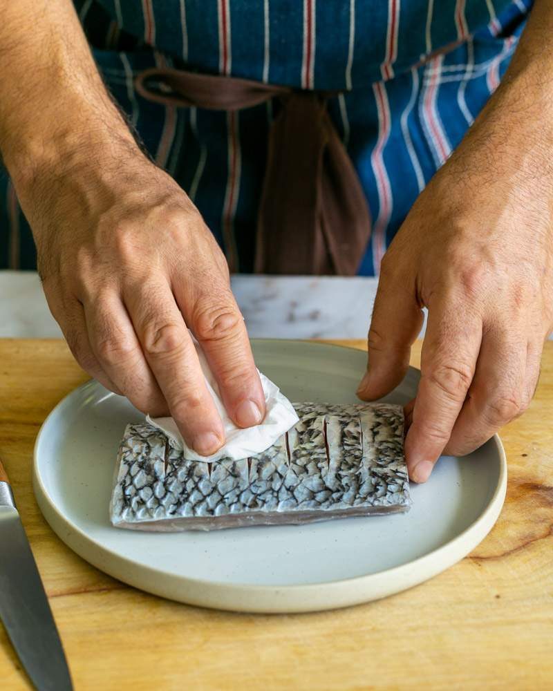 Preparing the Barramundi fillet