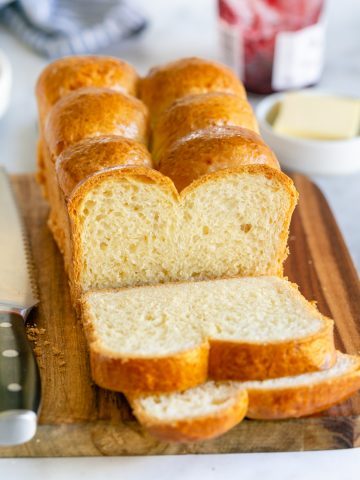 Sliced brioche loaf