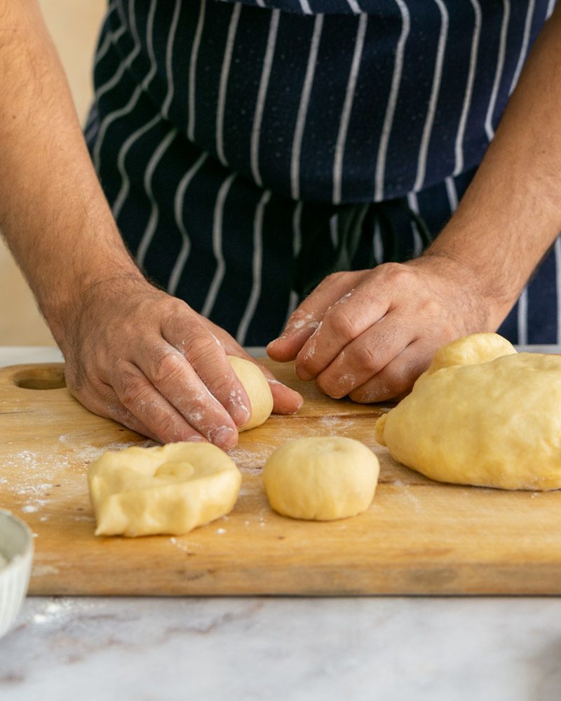Rolling the dough into balls