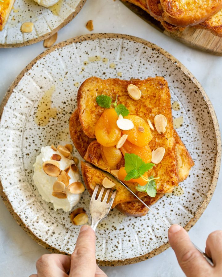 Easy French Toast Recipe with Apricots in Amaretto Syrup Between2Kitchens