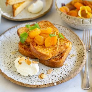 Easy French Toast Recipe with Apricots in Amaretto Syrup