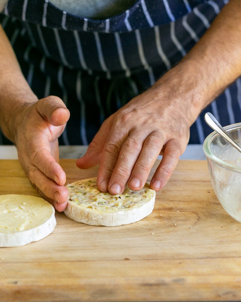 Stuffed brie cheese with nuts