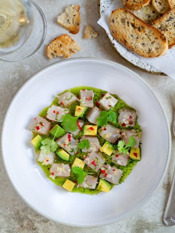 Hamachi Crudo overhead picture