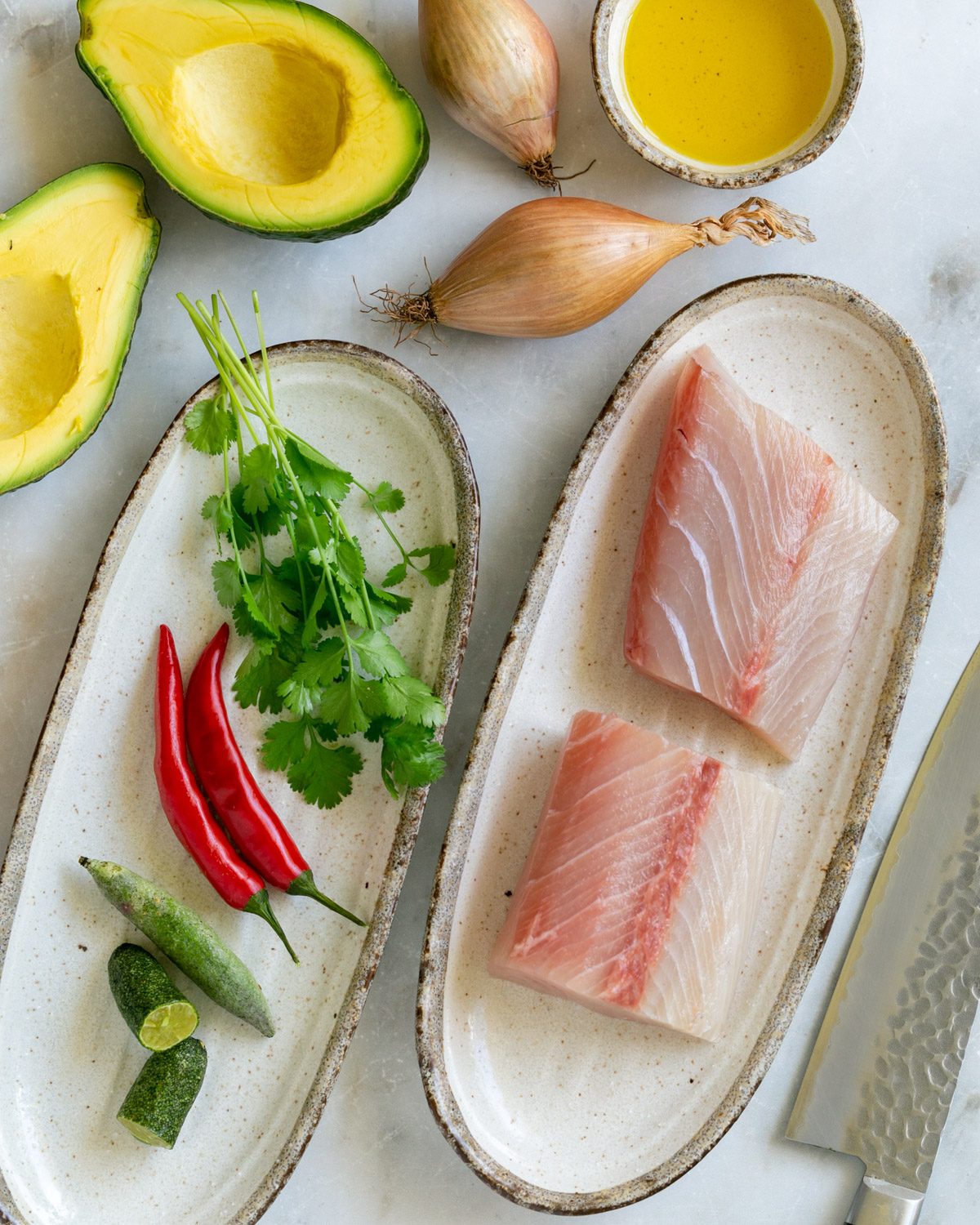 Ingredients to make Hamachi Crudo