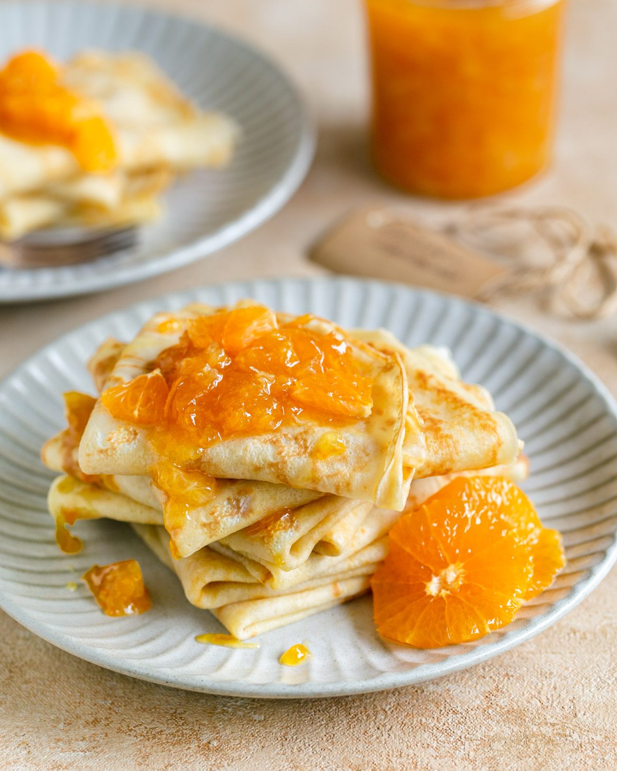 Parisian Crepes with Mandarin on a plate