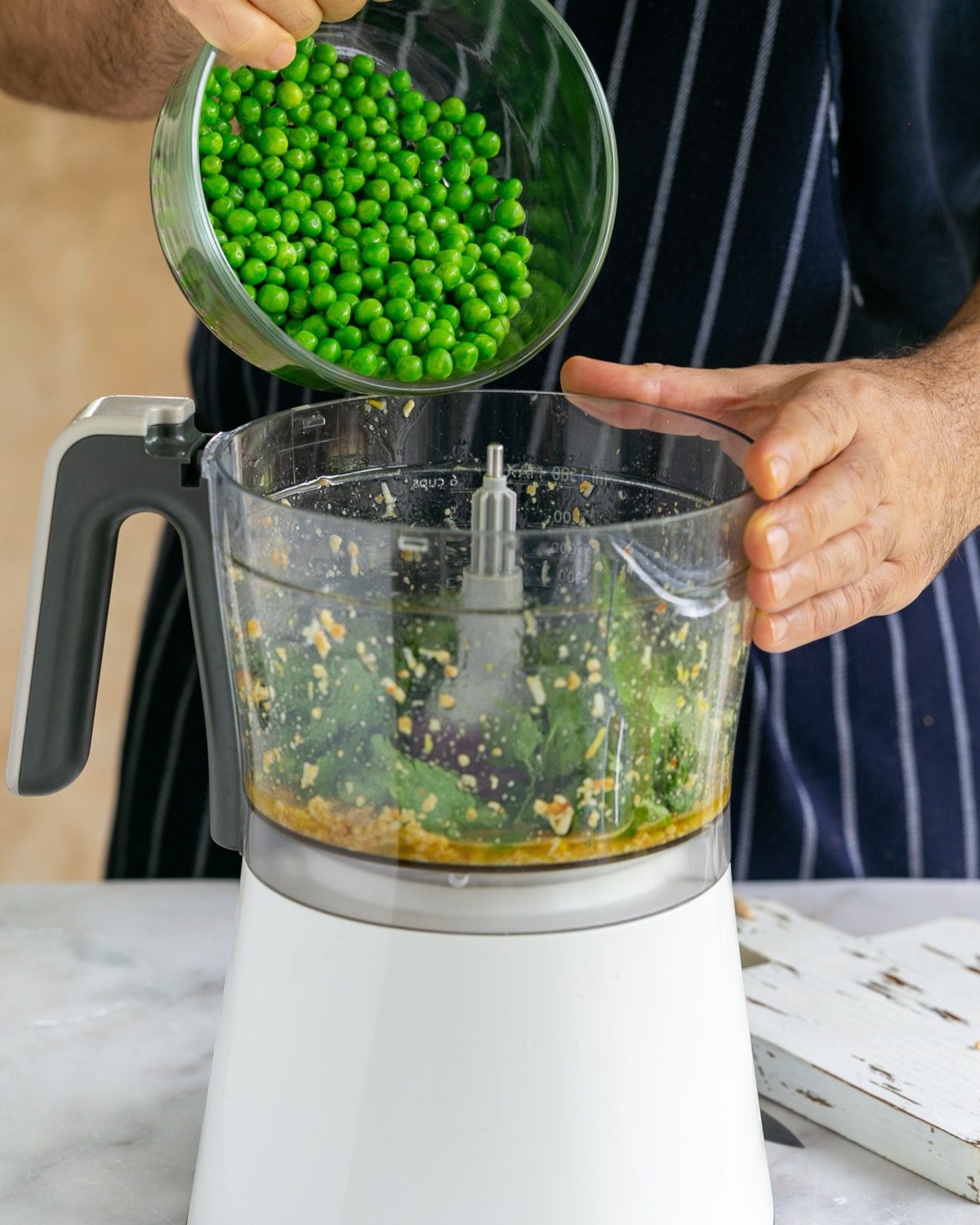 Adding strained peas