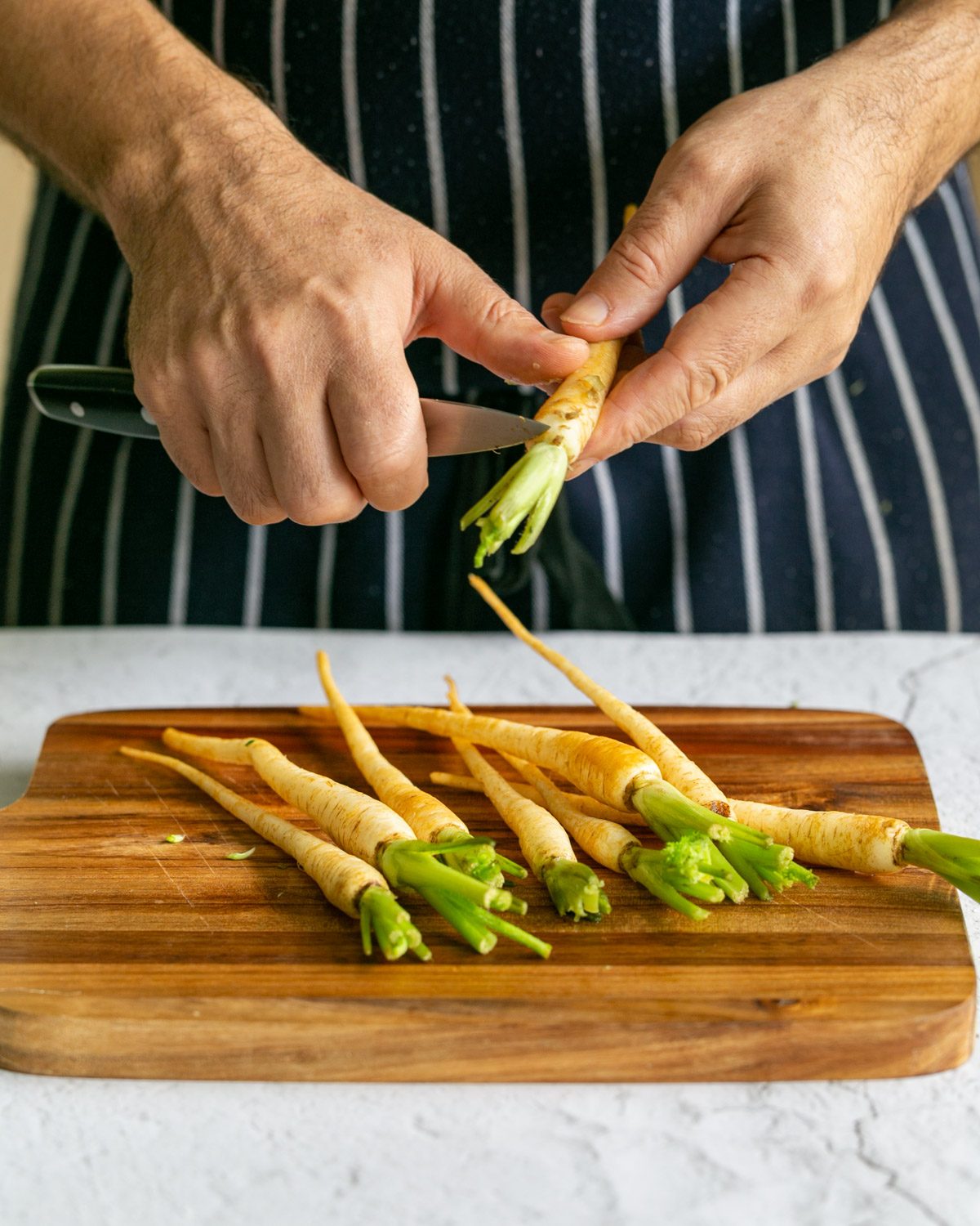 Preparing vegetables for the polenta