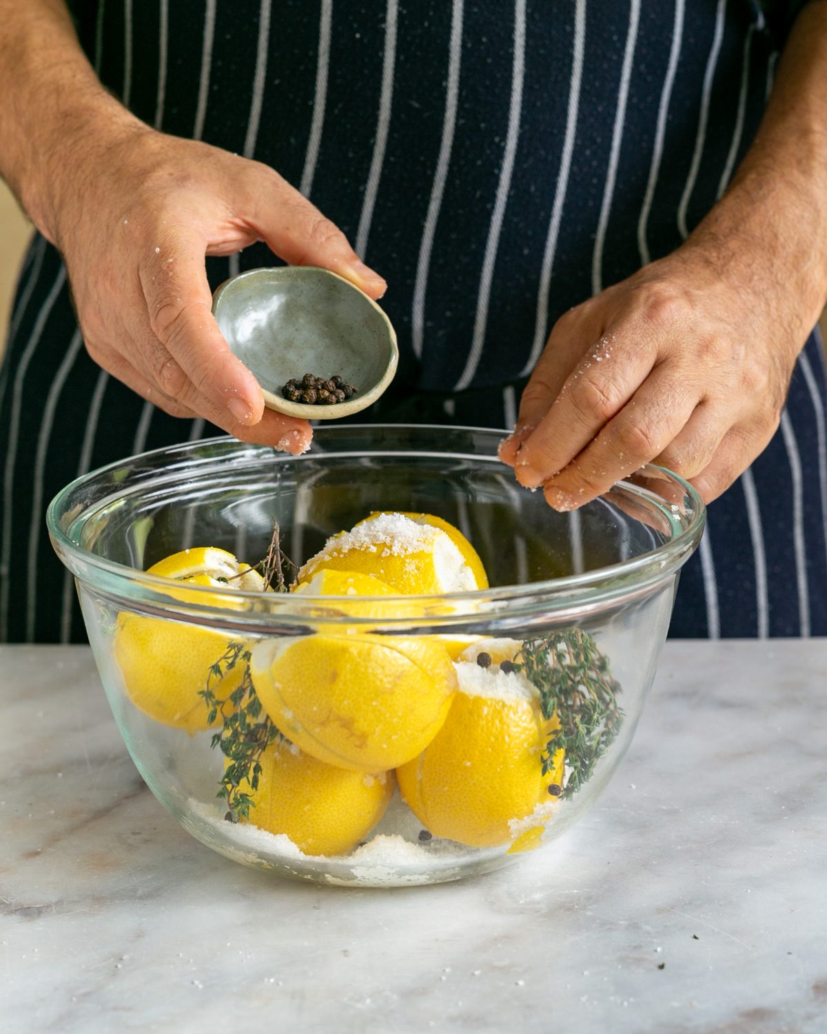 Adding herbs and spices to stuffed lemons