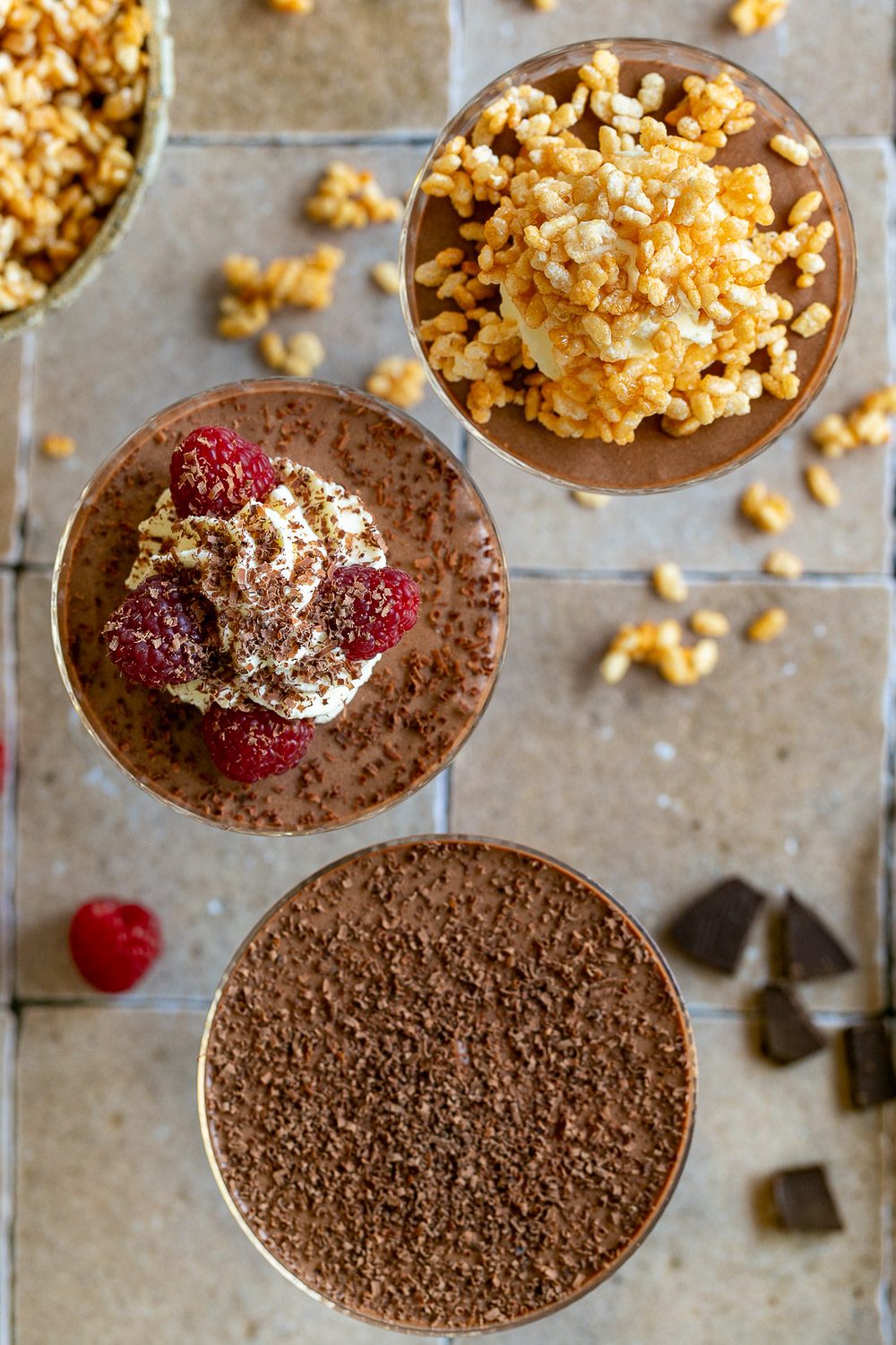 Chocolate Bavarian Cream Dessert overhead picture