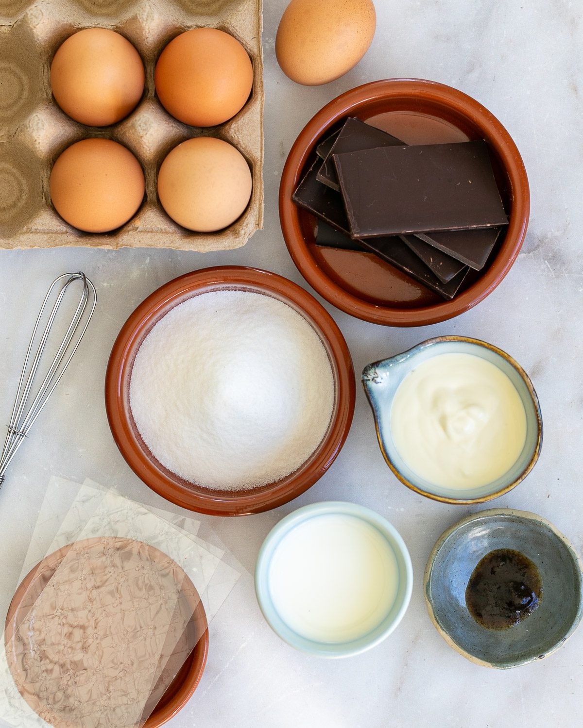 Ingredients to make Chocolate Bavarian Cream dessert