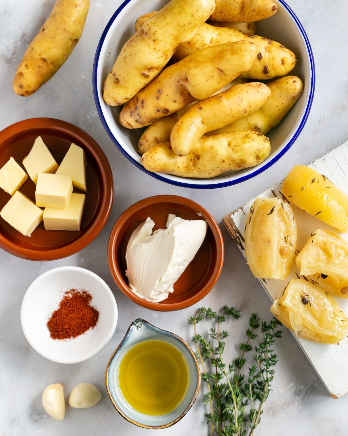 Ingredients to make Roasted Kipfler Potatoes