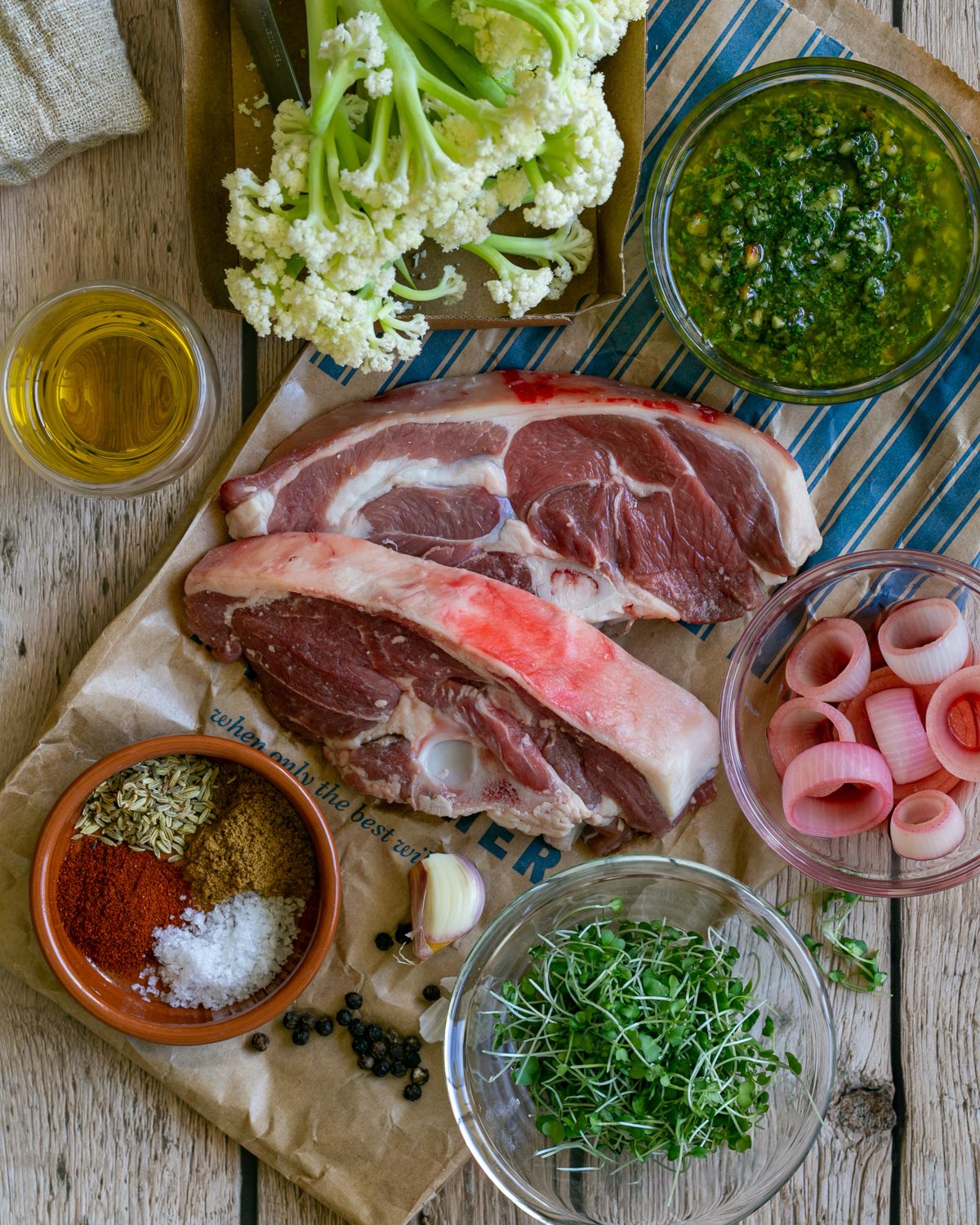 Ingredients to make gigot lamb chops