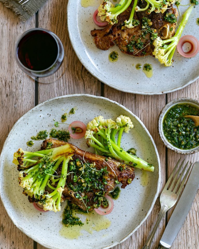 Gigot Lamb Chops with Cauli Blossom Between2Kitchens