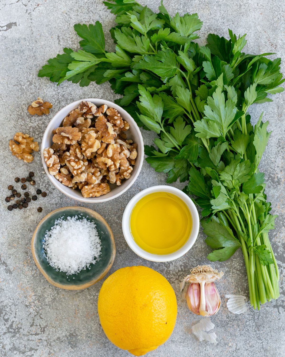 Ingredients to make Walnut gremolata