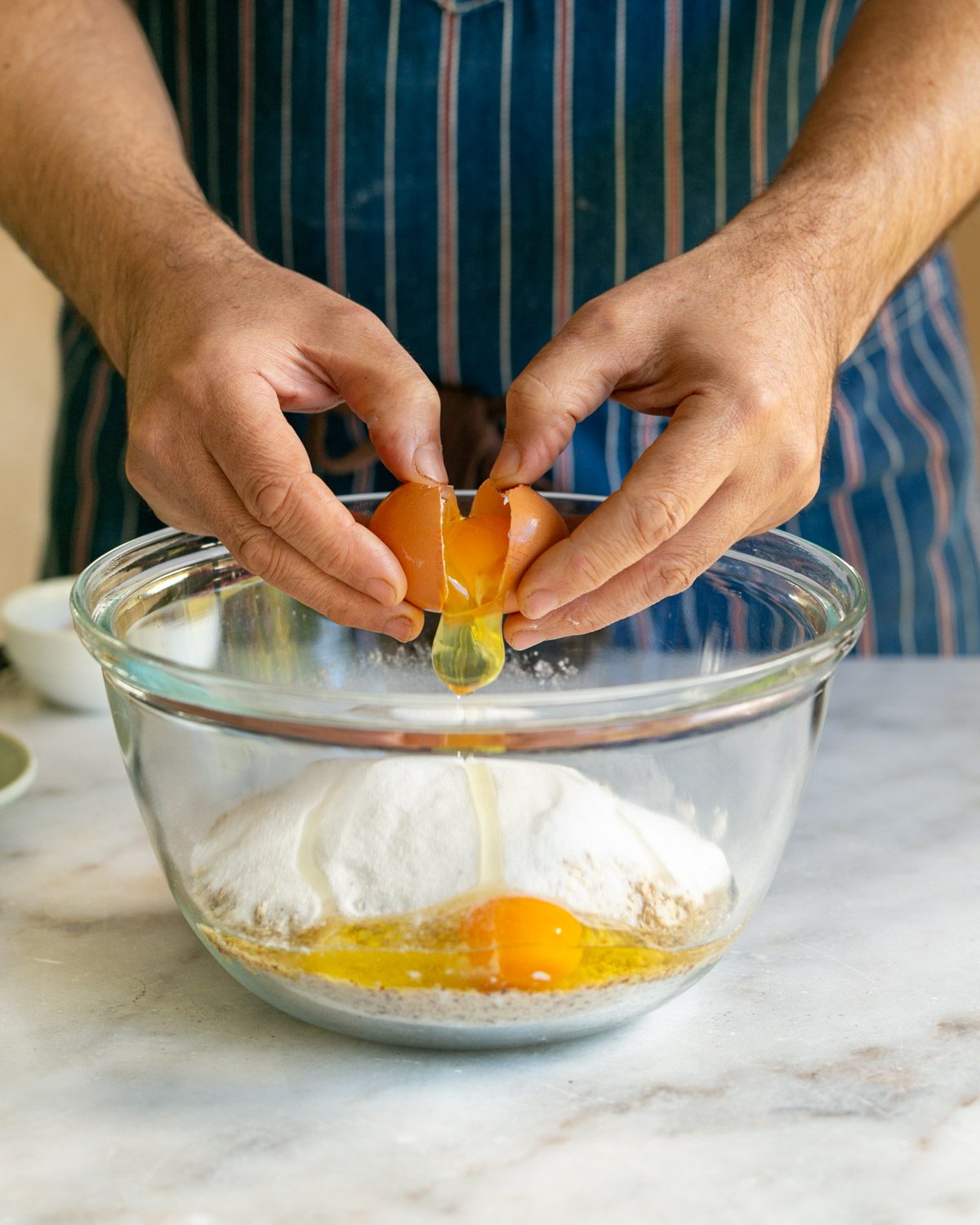 Ingredients mixed in a glass bowl