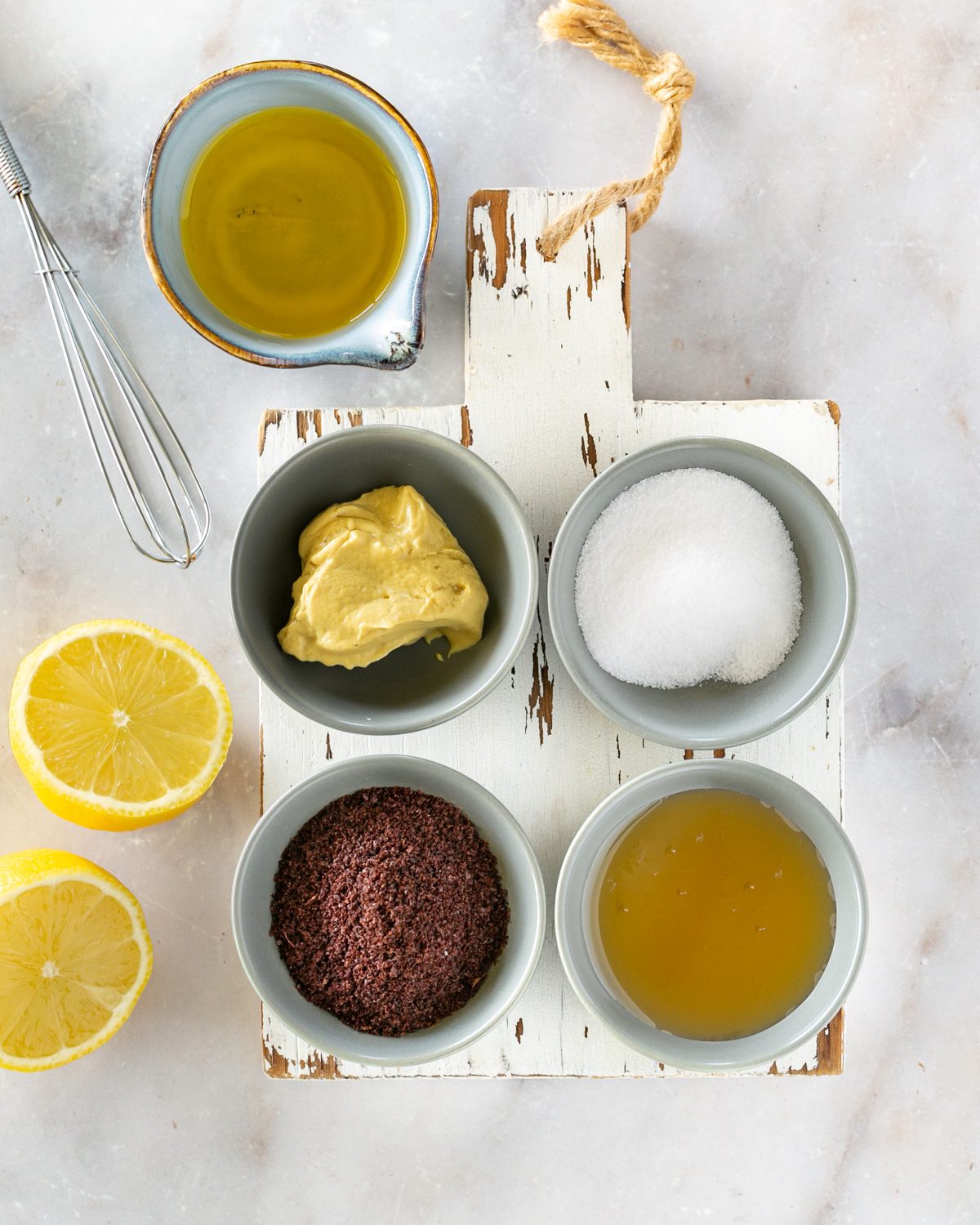 Ingredients to make sumac dressing