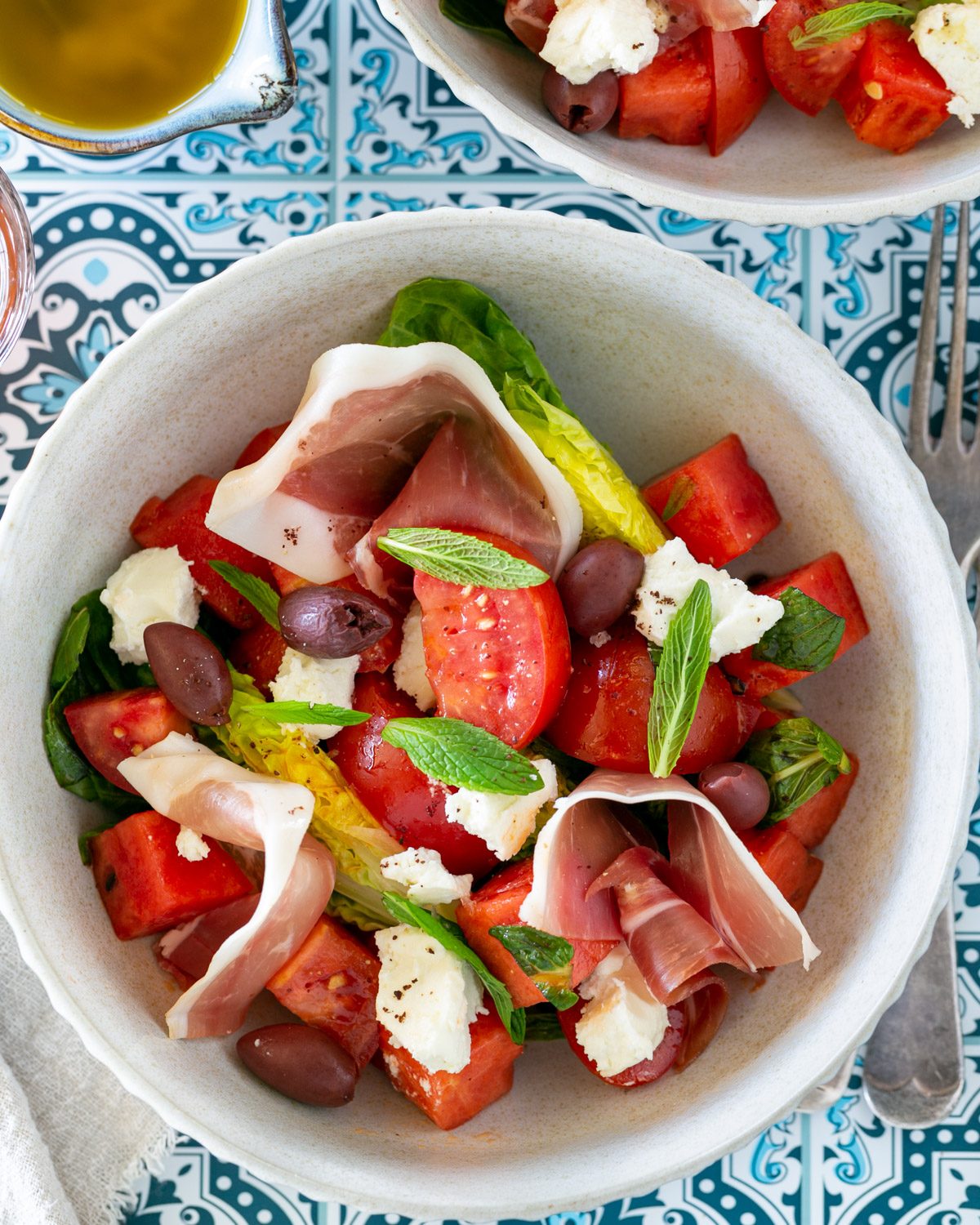 Tomato Watermelon Salad with Goats Cheese