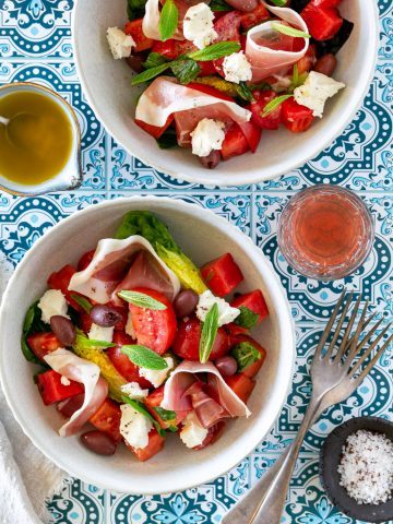 Tomato Watermelon Salad with Goats Cheese