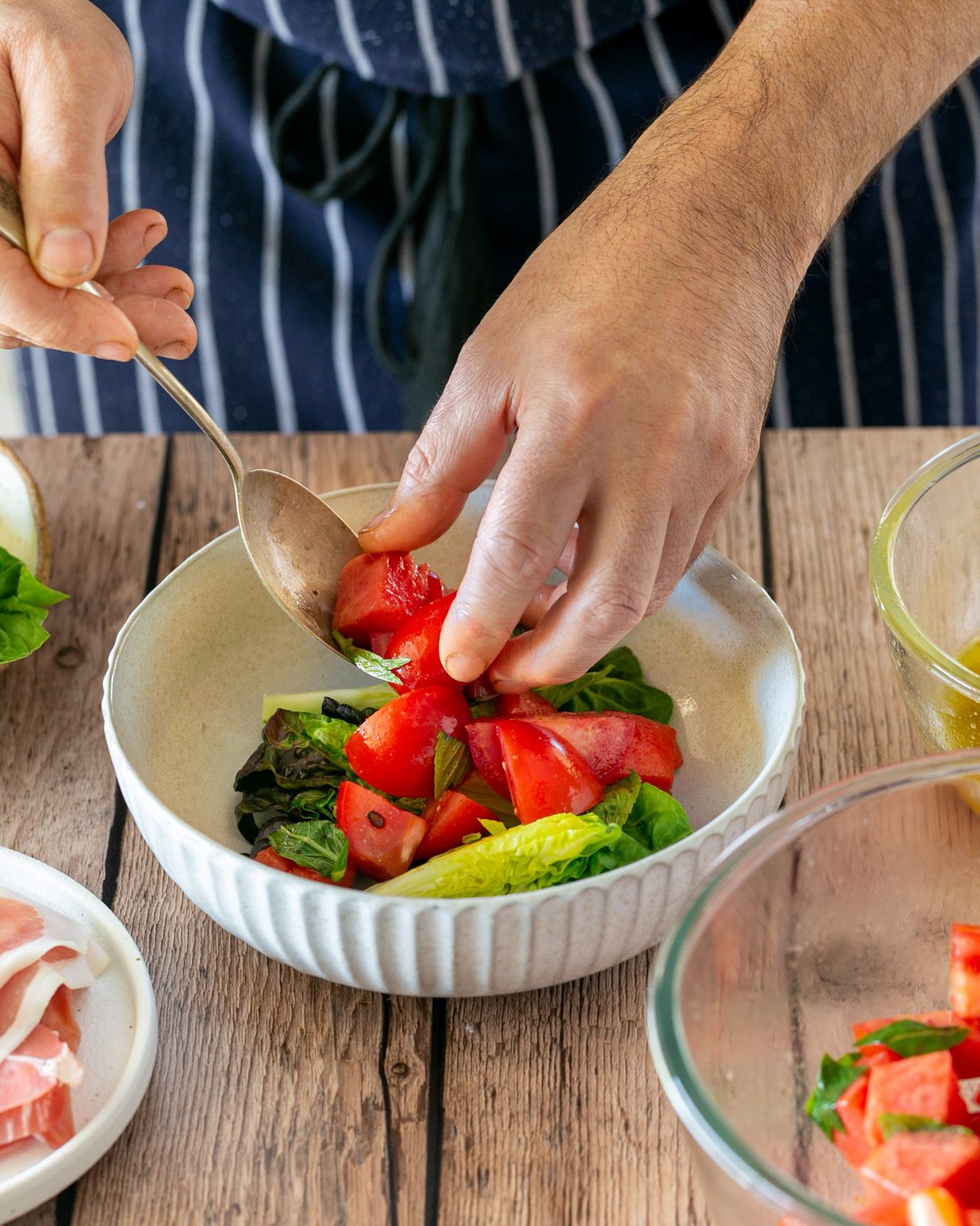 Assembling the salad