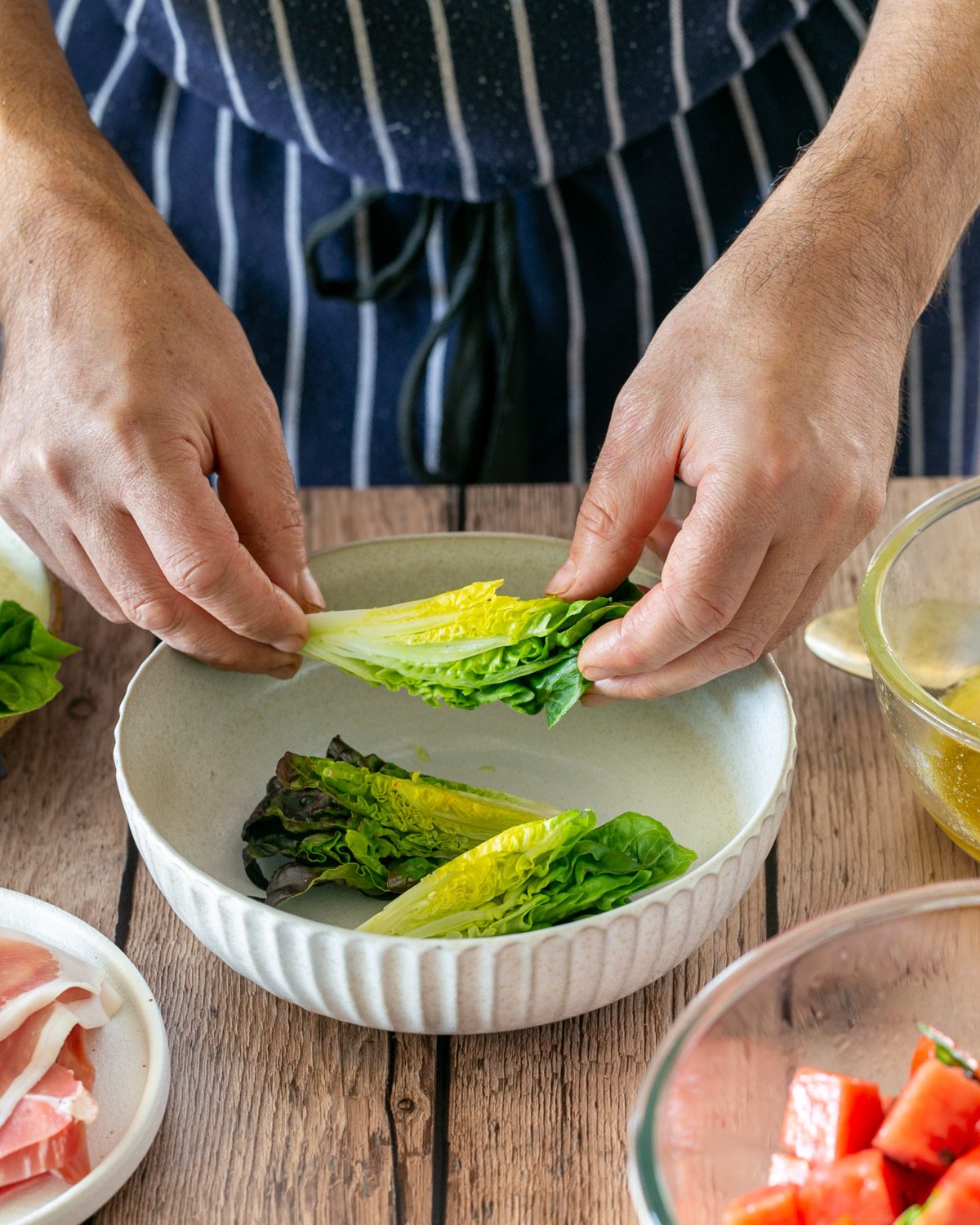 Assembling the salad