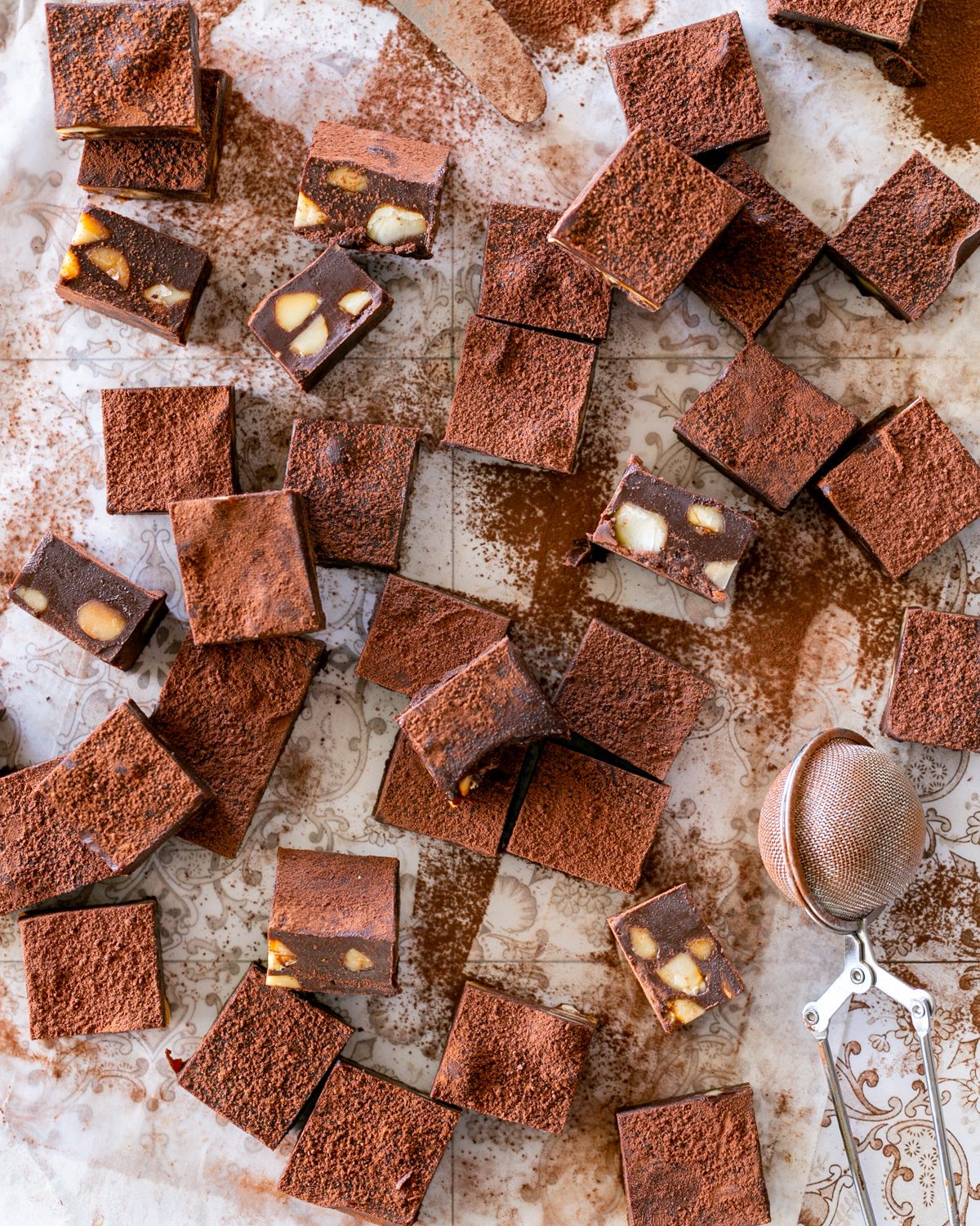 Pralines dusted with coco powder