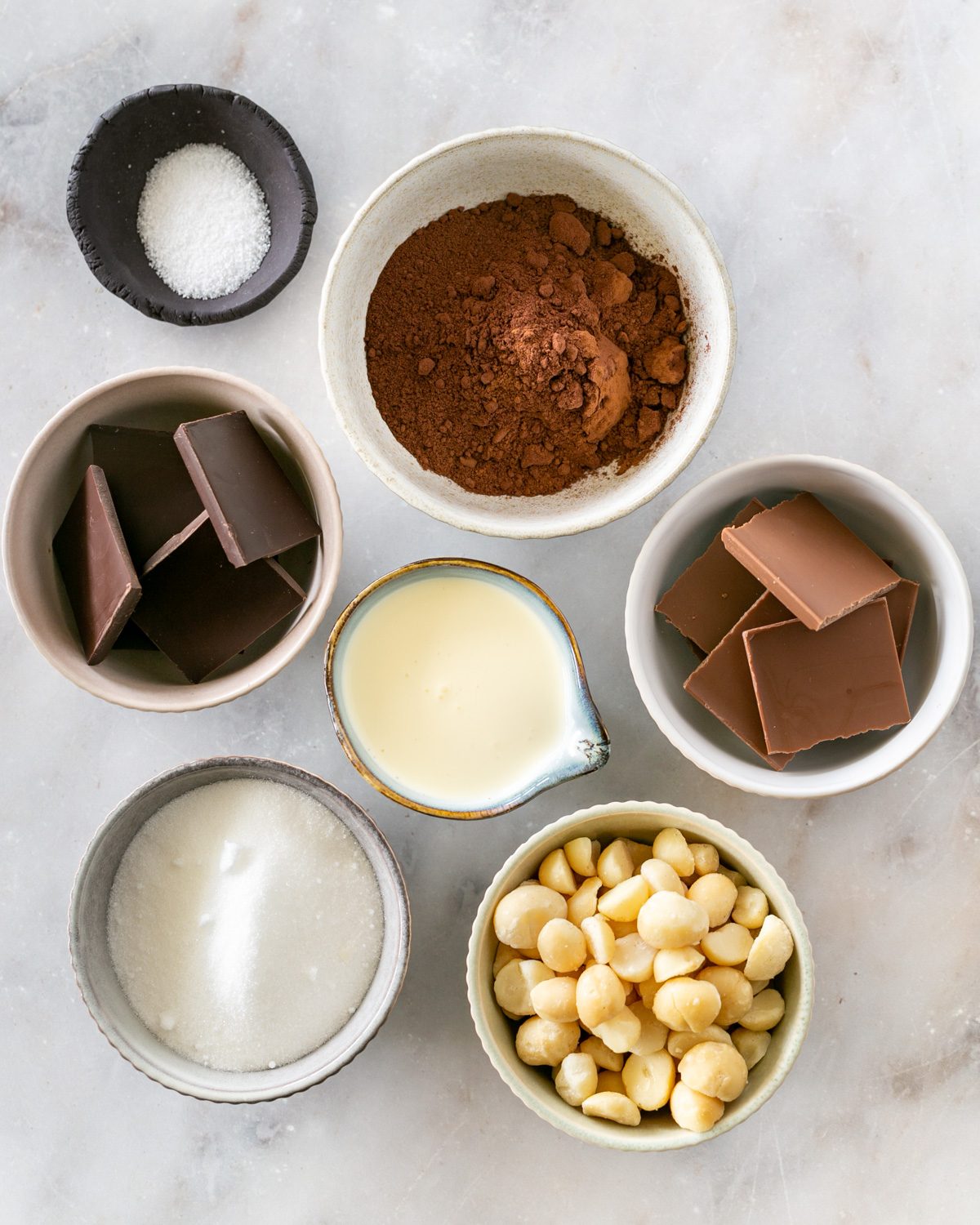 Ingredients to make Caramel Chocolate pralines