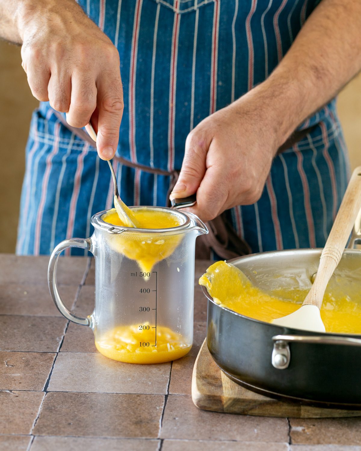 Straining the curd