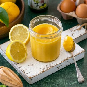 Yuzu curd in a glass jar