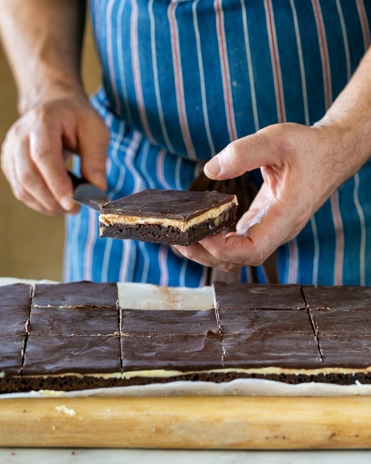 Coffee walnut brownie sliced