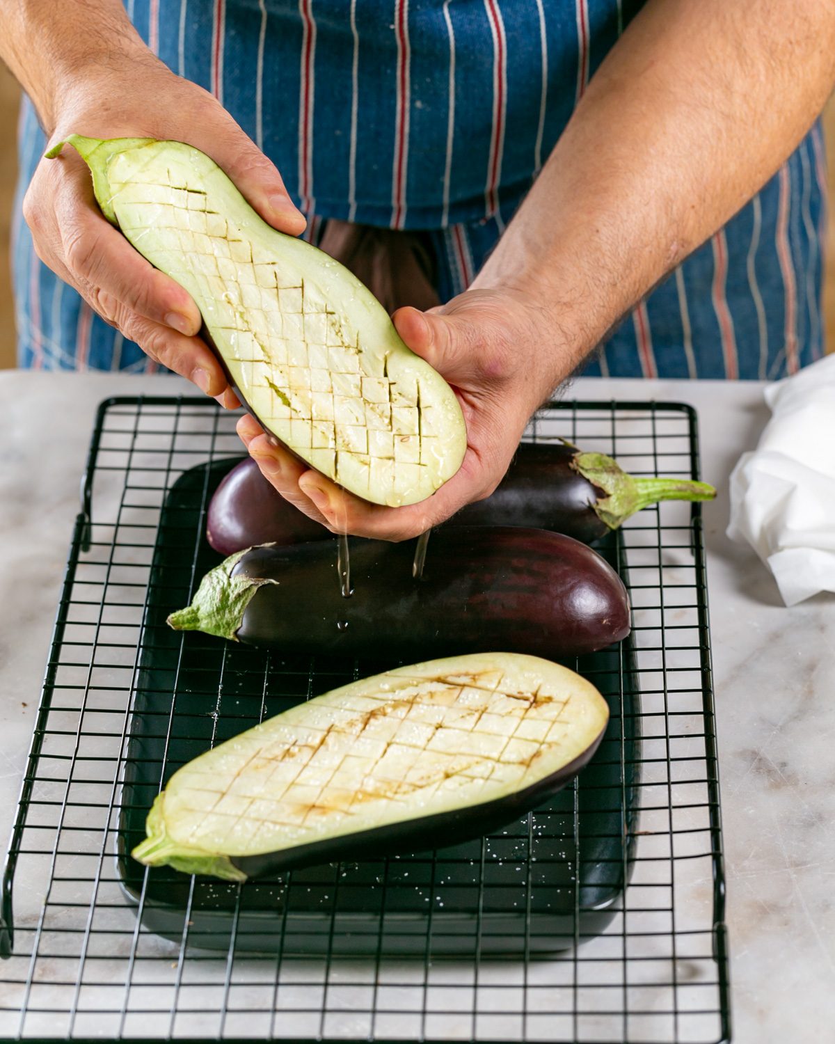 drawing out moisture from  eggplants