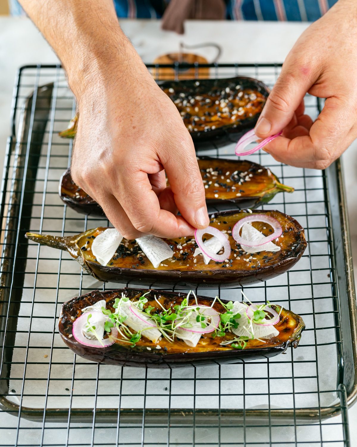 Plating ideas for miso glazed eggplant