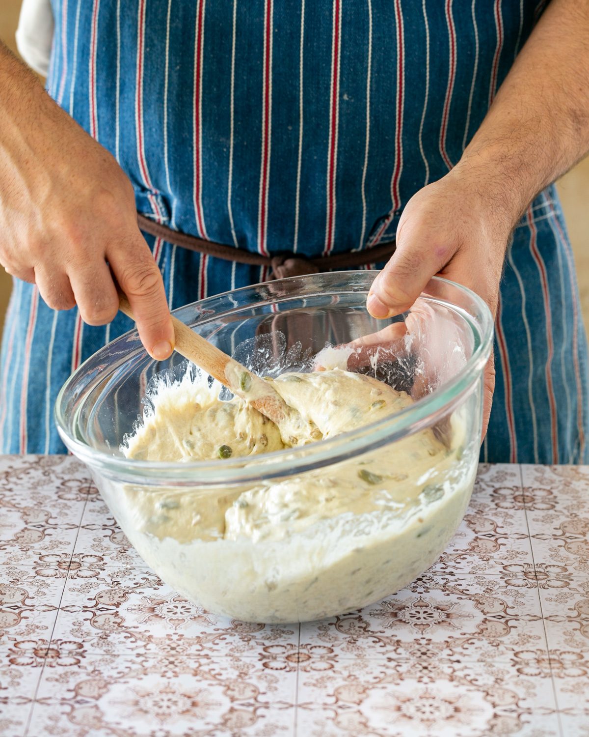 Spelt bread dough in bowl 